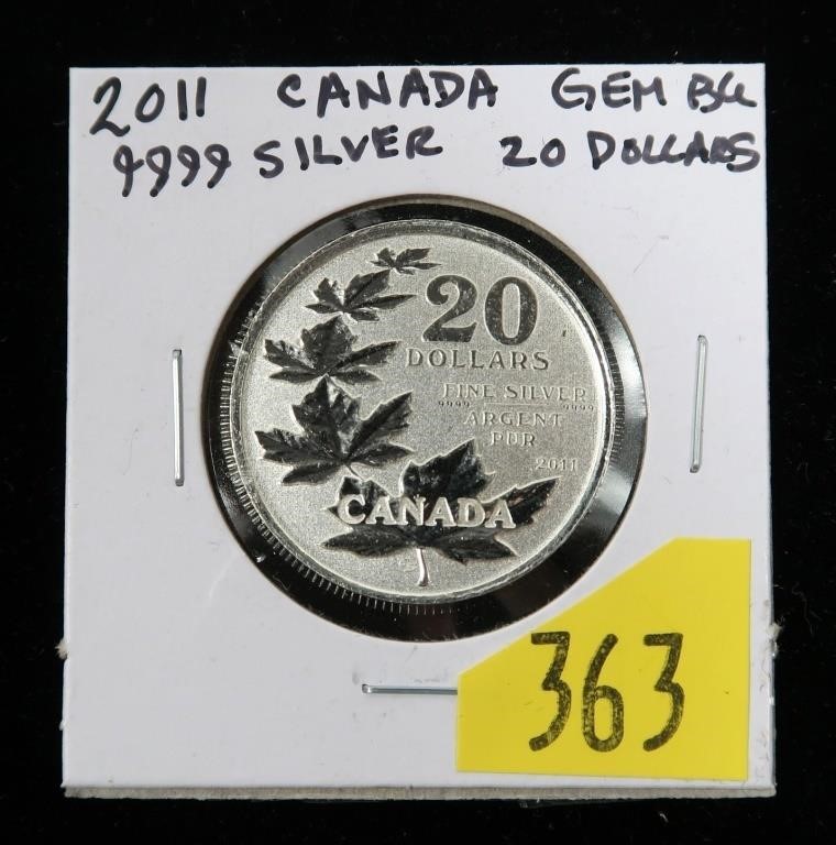 2011 $20 Canadian silver .999 silver, gem BU