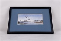 Framed Watercolor of Geese by Mary Benkelman
