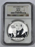 CHINA: 2012 Silver 10 Yuan Panda NGC MS69