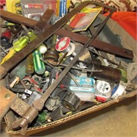 BOX OF TOOLS & HARDWARE