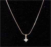 14k Gold and Four Diamond Necklace