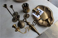 (7) Piece Old Brass (All Candle Holders) (U235)