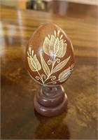 Vintage Handpainted Folk Art Egg w/ Stand