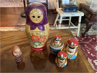 Vintage USSR Pair of Wooden Nesting Dolls