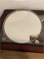 Vintage Round Glass Mirrored Dresser Tray