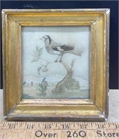 Framed Antique Silk Embroidery (6" x 6")