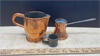 Copper Pitcher, Dipper & Tiny Tin Mug