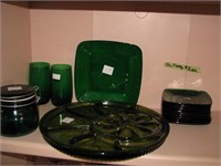 Misc green glass lot