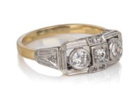 ART DECO 14K GOLD AND DIAMOND DRESS RING, 3.7g