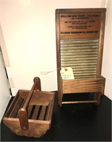 VINTAGE WASHBOARD AND BASKET DECOR