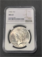 1923 Silver Peace Dollar NGC 63