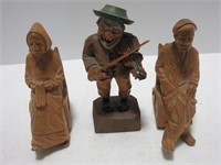 3 UNMARKED WOODEN CARVINGS