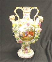Good vintage German painted ceramic vase