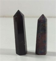 Black Quartz and Sea Jasper Obelisk Towers