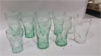 9 small glass Coca cola glasses