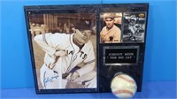 Autographed Johnny Mize Plaque & Baseball