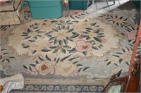 Hooked rug. Heavy wear. Dimensions: 100" x 68"