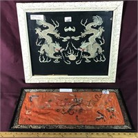 2 Oriental Fabric Artwork Pieces