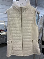 Calvin Klein zip up puffer vest with faux fur