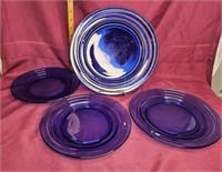 4 cobalt blue plates