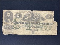 1862 CONFEDERATE $2 W/GREEN