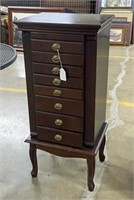 Mahogany Jewelry Armoire w/ Eight Drawers