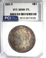 1881-S Morgan MS68 PL LISTS $9000