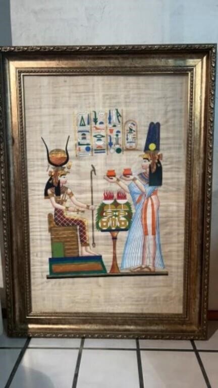 Egyptian Large Papyrus Paper Hand Painting Isis