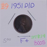 1951-D over D Lincoln Wheat Cent