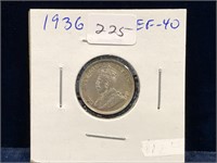 1936 Can Silver Ten Cent Piece  EF40