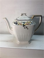 Beautiful unsigned floral tea pot gold trim. Good