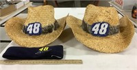 2 Jimmie Johnson cowboy hats w/ head band
