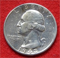 1943 S Washington Silver Quarter - Cleaned