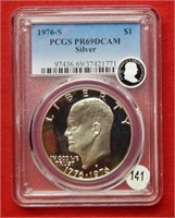 1976 S Eisenhower Silver Dollar PCGS PR69DCAM