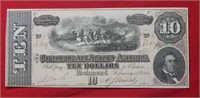 1864 $10 CSA Note - Large Size