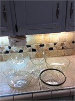 7- assorted glass bowls