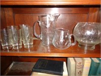 Signed Hawkes Pitcher & 6 Tumblers, and