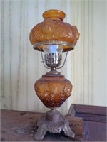 Amber Lamp - Cherub Face Embossed on Font & Shade