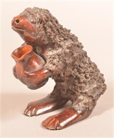 Antique Redware Hand-Molded Figure of a Bear.