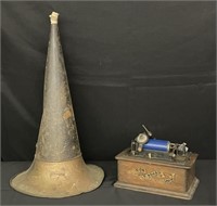 Edison Standard Phonograph with Tin Horn