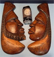 2-16in Jamaican wood carved decor