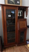 ANTIQUE SIDE BY SIDE 5 SHELF LOCKING BOOKCASE AND