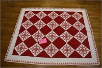 Needlework blocks, red and white with some green