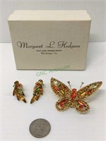 Fabulous vintage butterfly brooch with matching