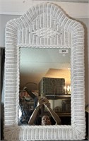 Vintage White Wicker Wall Mirror