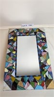 MOSAIC GLASS AND WOOD MIRROR -