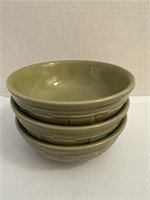 3 green Longaberger bowls