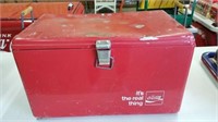 COCA-COLA METAL TRUNK TYPE COOLER, RED, UNMARKED