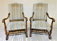 Louis XIII Style Oak Armchairs.