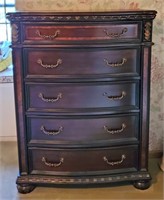Mahogany Wood Finish 5 drawer Lift top Dresser